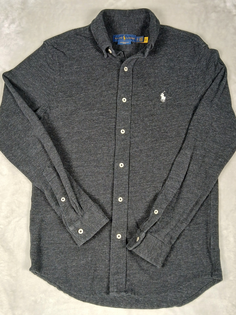 Ralph Lauren Featherweight Mesh Button Up Shirt S Men's Long Sleeve Gray